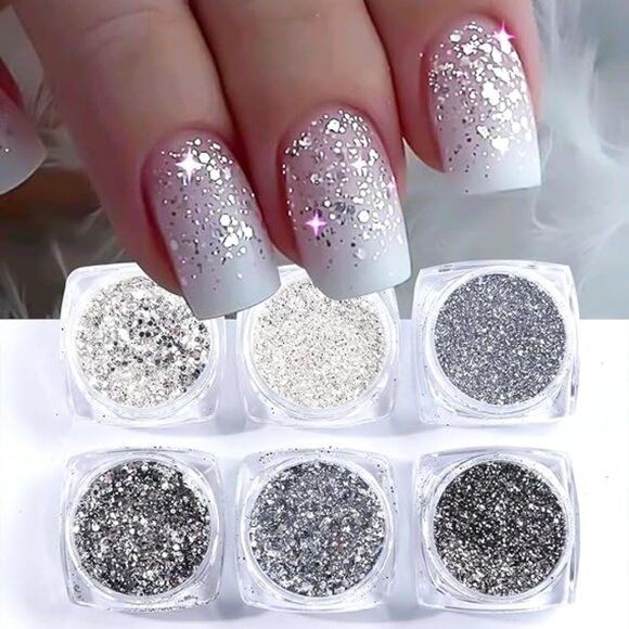 3D Metal Stars Nail Charms and Nail Art Glitter Flakes - Picture 2 of 3